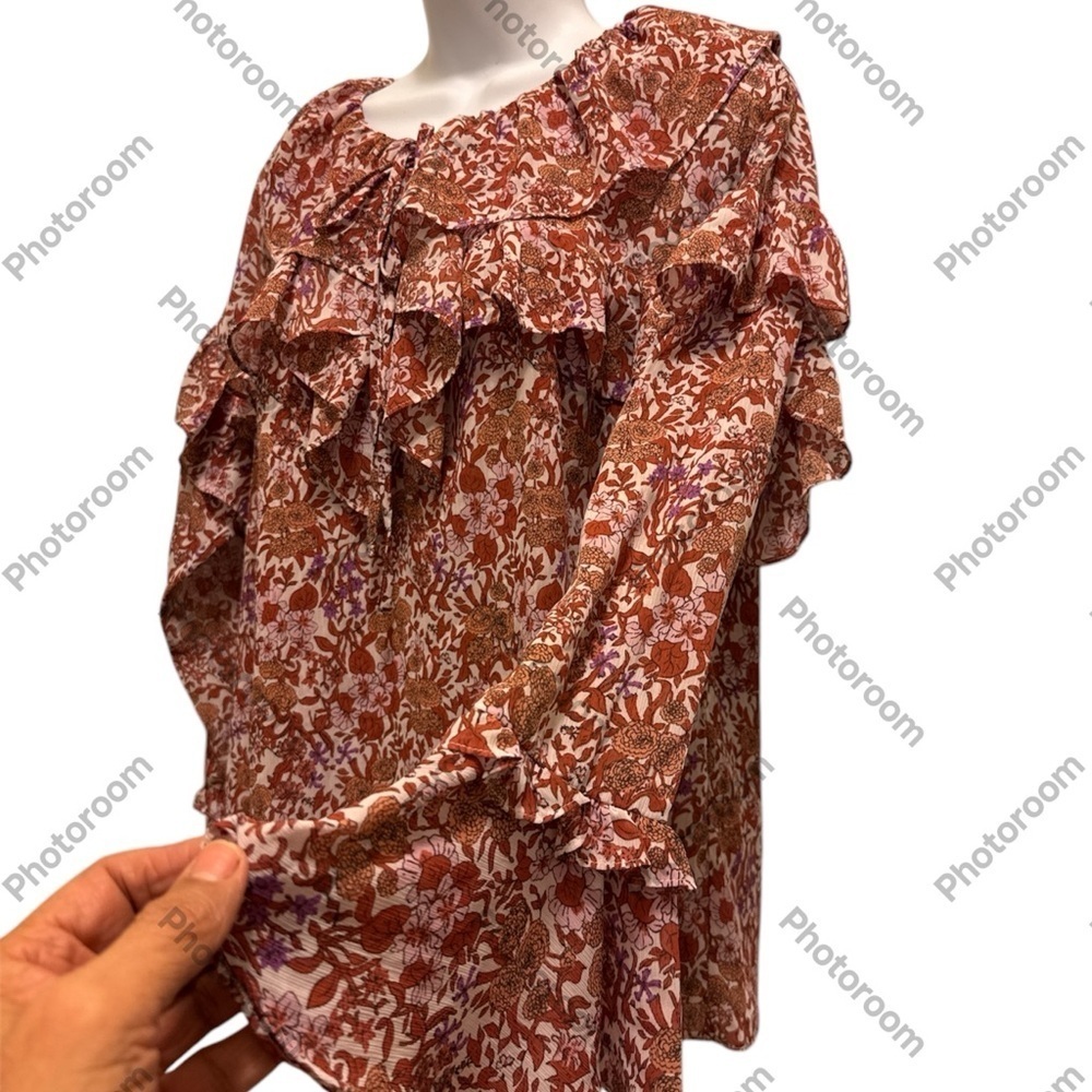 J CREW LONG SLEEVE RUFFLE BLOUSE IN CRINKLE CHIFFON
FETE FLORAL STYLE SZ S BL048 - Picture 5 of 10